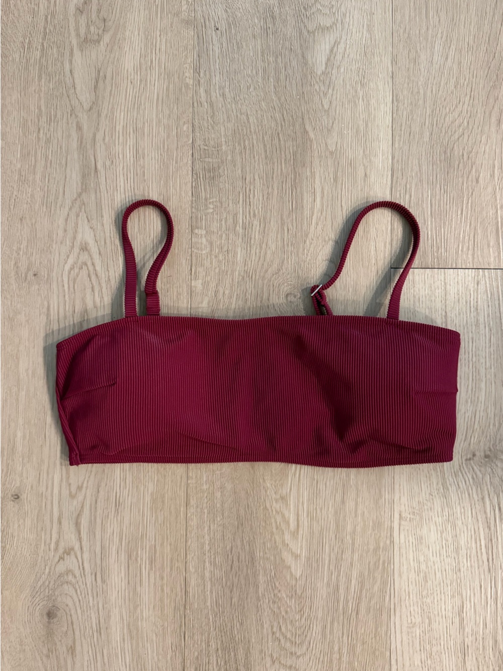 NWOT Abercrombie & Fitch Maroon Burgundy Ribbed Bandeau Bikini Top